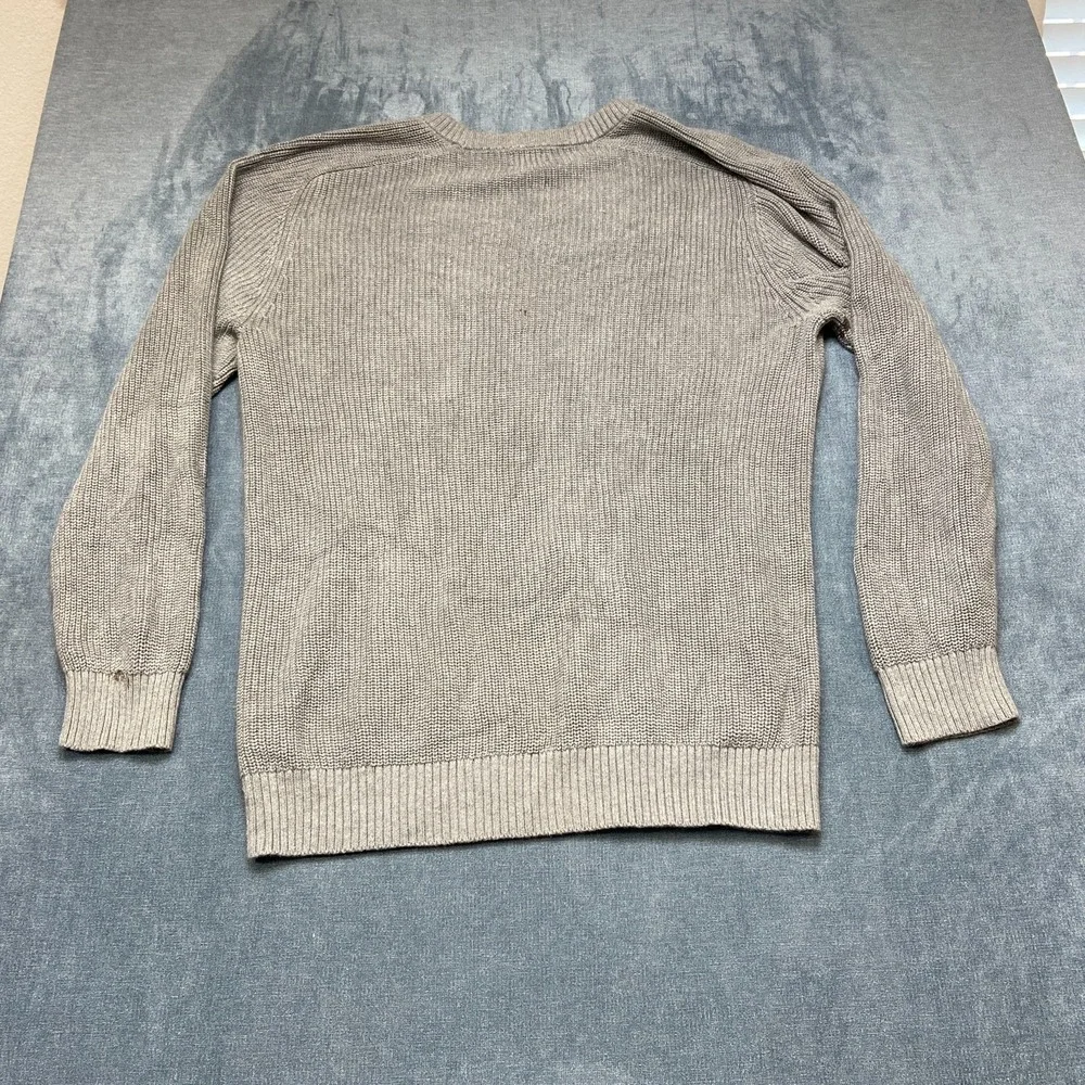 Lands' End Drifter Sweater Mens 2XL Gray Shaker Stitch Knit Cotton Raglan Sleeve